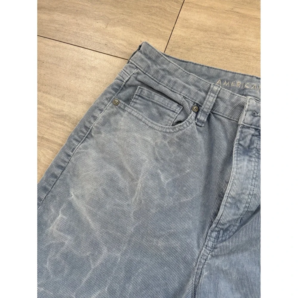 American Eagle Mens Straight Leg Corduroy Pants Blue Faded Stretch Size 6 Reg